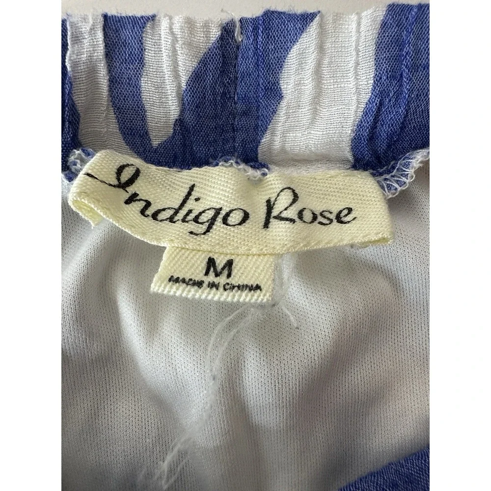 Indigo Rose skirt Women's‎ Medium Cottagecore Coastal Elastic Hippie Wrinkle